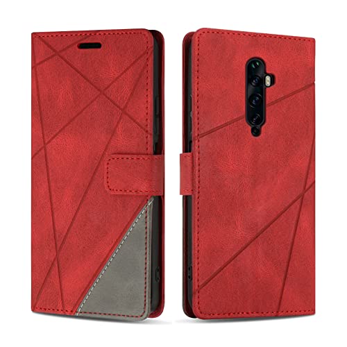 SONWO Cover per Oppo Reno 2Z / Oppo Reno 2F Custodia, Flip Caso in PU Pelle Case Cover Premium Portafoglio Custodia per Oppo Reno 2Z / Oppo Reno 2F, Supporto Stand, Slot per Schede, Rosso