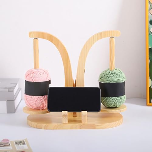 Soporte para tejer de madera con rotor giratorio para hilos de ganchillo 4