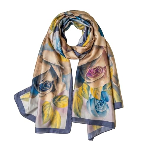 Image of Trillion London Spring Collection | Designer Silk Scarf For Women UK | Lightweight Neck Scarves | Shawl Wraps | Suitable for Daily Life | Smooth & Soft Finish | Gift for Women | Size-180cm x 90cm