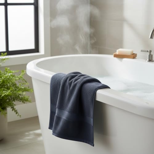 Image of Sulfar 100% Combed Cotton, Quick Drying Highly Absorbent, Luxury Hand Towel Set (Pack of 2, 40 X 70 cm) Navy