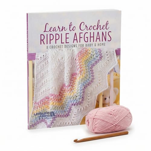 Leisure Arts Learn to Crochet Ripple Afghans Book, 8 Crochet Afghan...