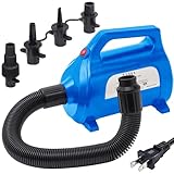 ZOOMBROS Electric Air Pump 120V for Inflatable Towable Tube/Boat/Air Mattress/Swim Ring/Pool Toy/Snorkel/Water Sports with 5 Valve Adapters (Blue)
