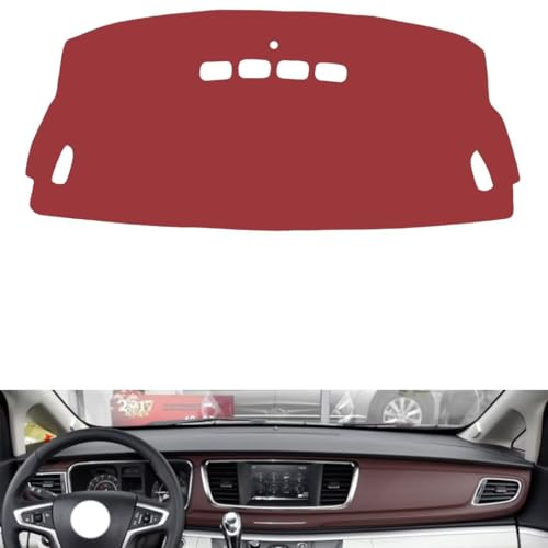 Leather Dash Board Cover mat Compatible with Buick GL8 25S/28T 2017，Anti-Slip,Sun Protection Dashboard Cover-red