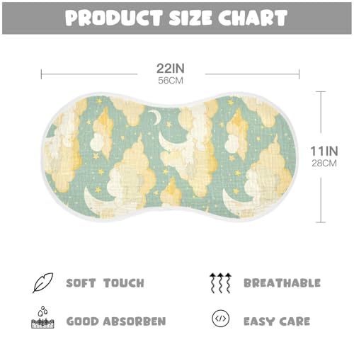 Yellow Star Clouds Cotton Muslin Burp Cloths Large Breathable Baby spit up Rags for Unisex Babies Set of 2, 22x11in4