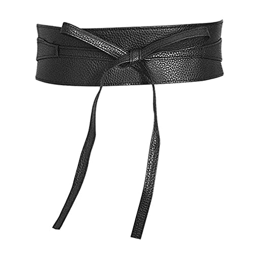 Damen Taillengürtel Breiter Obi gürtel Damen Gürtel Wickelgürtel Hüftgürtel Bindegürtel Ledergürtel Fashion Gürtel Ledergürtel in vielen Farben (Schwarz,Einheitsgröße) Cover