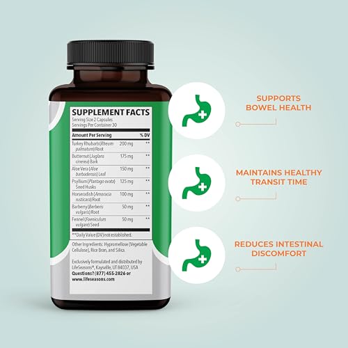 LifeSeasons - Regulari-T - Bowel Support - Constipation Relief Supplement - Natural Laxative - Maintain Healthy Colon Regulation and Elimination - Stool Softening - Reduce Gas Discomfort - 60 Capsules - Image 4