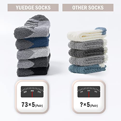 Men's Fuzzy Socks Cozy Fluffy Sleep Bed Socks Winter Warm Slipper Socks for Men Size 6-14, 5 Pairs/Pack 7