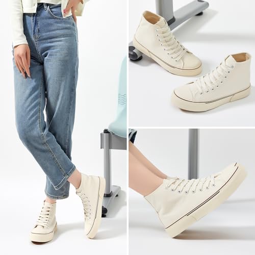 Image of hash bubbie High Top Canvas Sneakers Fashion Walking Shoes | high tops non slip on walking breathable casual comfortable lace up tennis shoes