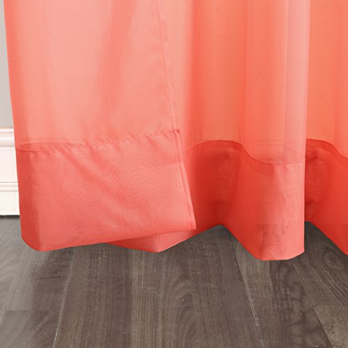 Image of No. 918 Emily Sheer Voile Rod Pocket Curtain Panel, 59 inch x 63 inch, Coral
