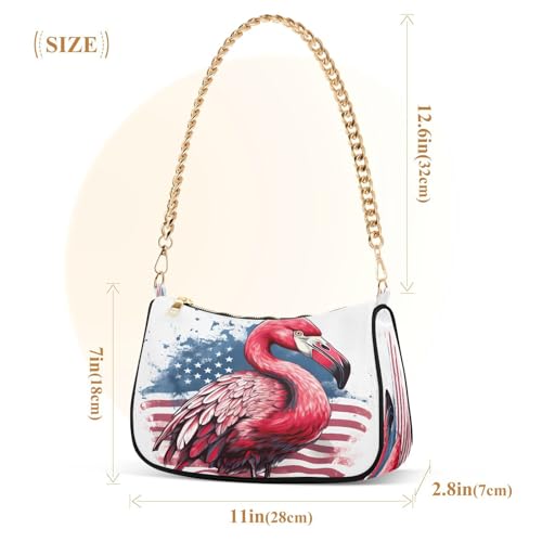 Image of Shoulder Bags for Women American US Flag Independence Day Patriotic Hobo Tote Handbag Small Clutch Purse with Zipper Closure