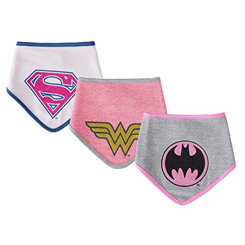 DC Comics Baby Girls 3 Pack Bandana Bibs Supergirl Batgirl Wonder Woman Gift Set 0-12 Months