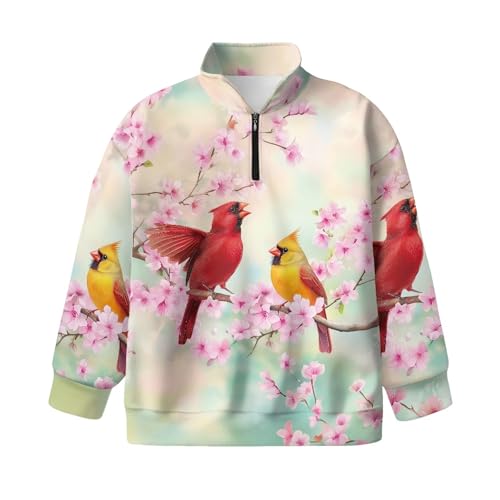 Image of AmzPrint Girls Graphic Quarter Zip Coat Long Sleeve Lightweight Oversized Athletic Running Hoodies For Kids Teen Girls
