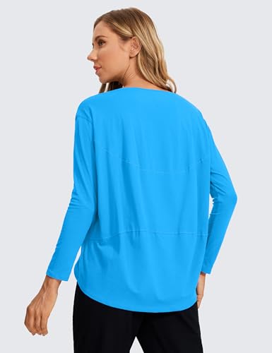 Image of CRZ YOGA Long Sleeve Workout Shirts for Women Loose Fit-Pima Cotton Yoga Shirts Casual Fall Tops Shirts
