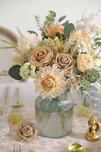 rongflower Artificial Flowers Combo Box Set Silk Flowers Fake Rose for DIY Floral Arrangements Wedding Bouquets Centerpieces Baby Shower Party Home Decorations（Nude Color）