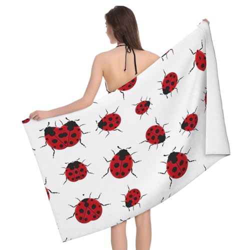 Serviette de bain microfibres à imprimé coccinelle séchage rapide pour le sport