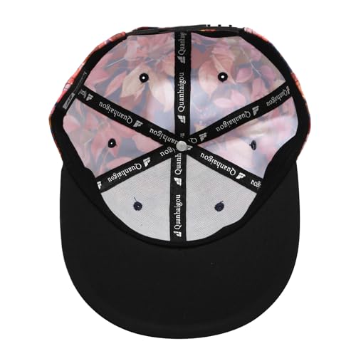 Image of Quanhaigou Hip Hop Snapback Hat Unisex Trucker Hat Hip Hop Plaid Flat Bill Brim Adjustable Baseball Cap Red Blue Floral