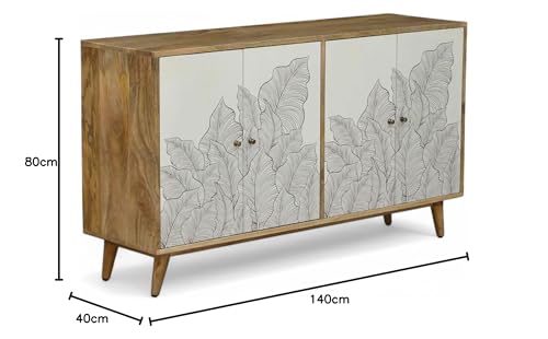 Image of Ranthambore Sideboard Cabinet | Sideboard Cabinet for Living Room | Solid Wood Sideboard | Finish- Natural and White