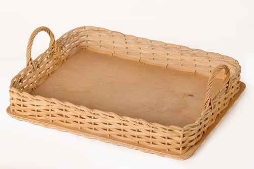 PEDDIG SHOP DIY Basket Weaving Tray Kit Complete Rattan Craft Set with Wooden Base Make Your Own Handmade Wicker Serving Tray