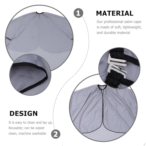 Capa de corte de cabello con mangas gris impermeable para salón miniatura 3