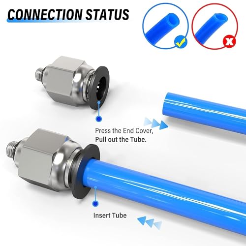 Image of TAILONZ 1 /8 inch Tube OD x 10-32 UNF Male Straight Push to Connect Fitting 2pcs | Copper&Plastic,for PU /PA /PE /PVC Tubes,Pneumatic Systems,Air Lines,Factories,Workshops,Industrial,Automation,Repair,Machinery