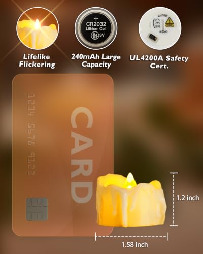 Image of Homemory 24-Pack Battery Tea Lights with Timer Built in, Auto-On 6H Daily | Flickering Flameless LED Tealight Votive Candles for Lanterns, Centerpieces, Mantels and Traditional Decor, No Remote