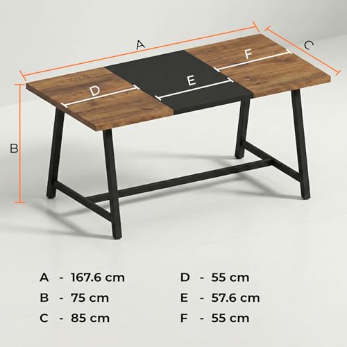 Image of Klaxon Foldable Dining Table [6] Seater with Metal Legs, Space-Saving Convertible Table, Engineered Wood, Home Dining Room (AW & Black, Kryo) (FD & Black)