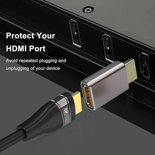 Image of RODMED 8K HDMI 2.1 Extender Adapter, 90 Degree Upward Angle Male to Female HDMI Adapter Extender Compatible with TV, Ro-ku, Firestick, Chrome-cast, Switch, Laptop, PC (Flat Shape)