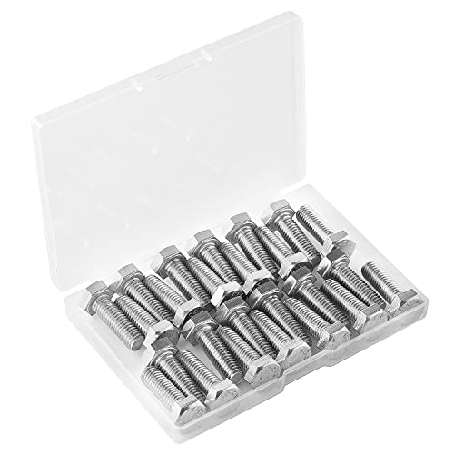 Image of M8-1.25 x 20mm Heavy Duty Hexagon Bolts Hex Head Screws, 304 Stainless Steel, Metric Machine Fully Thread, Bright Finish, Quantity 25PCS