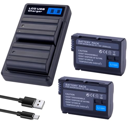 2-Pack EN-EL15 /EL15A/EL15B/EL15C Batteries USB Dual
