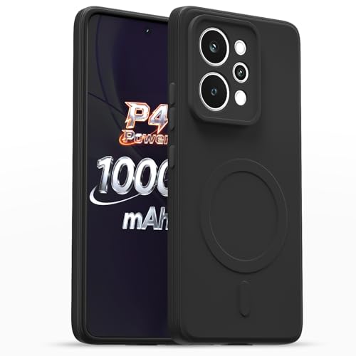 Image of Amazon Basics Back Cover for Realme P4 Power 5G Soft Matte Silicone with Camera Protection | Mag-Safe Logo (Not Mag-Safe Compatible) | Shockproof Slim Fit Bumper Case