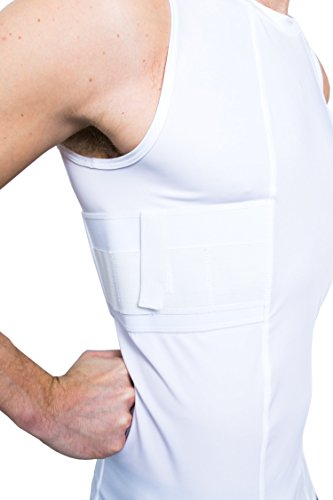 Graystone Holster Tank Top Shirt Concealed Carry Clothing For Men - Easy Reach Gun Concealment Sleeveless Compression Ccw Vest Tactical Clothes, X-Large, White #TOP6