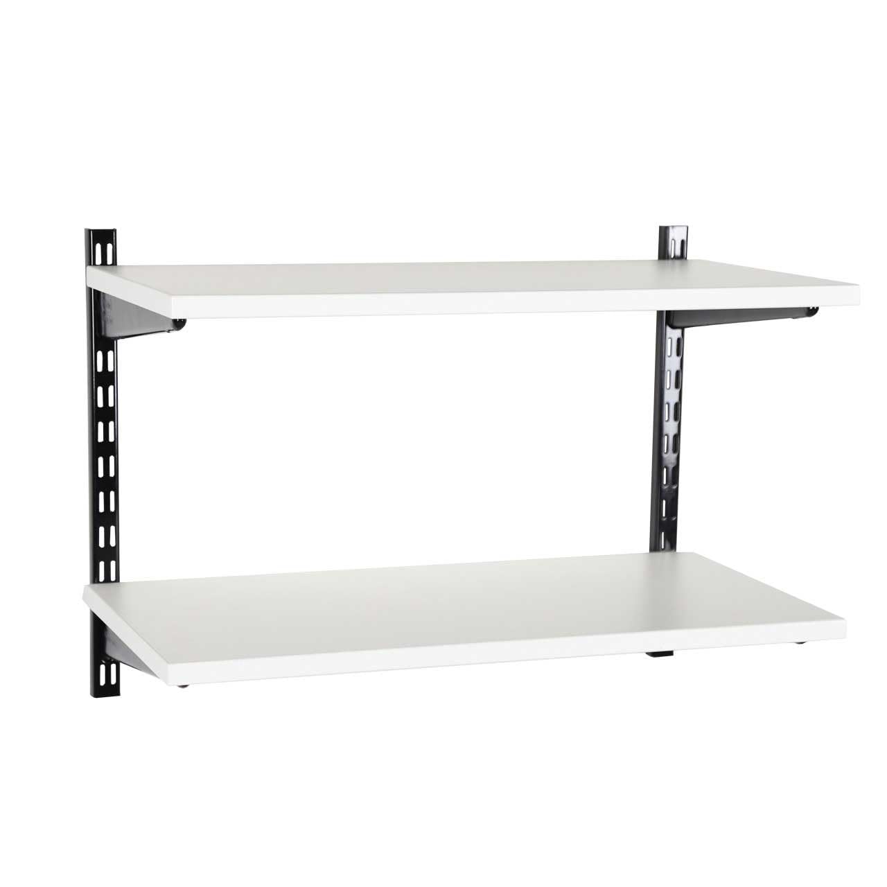 Shopfitting Warehouse Black/White Adjustable Wooden Wall Shelving Kit - 2 x 430 mm Uprights, 2 x Shelves, 4 x Brackets W600 x D300 mm — image 1
