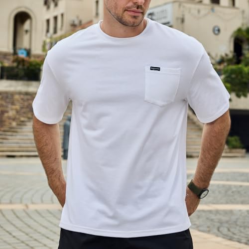 Men's Oversized T-Shirts Cool Casual Crew Neck Short Sleeve Solid Pocket Tee Basic Loose Workout Tops2
