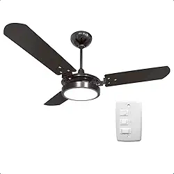 Ventilador de Teto Potente Pás MDF LED Branco 6500K Beltempo Brizzo 220V (Preto/Preto)