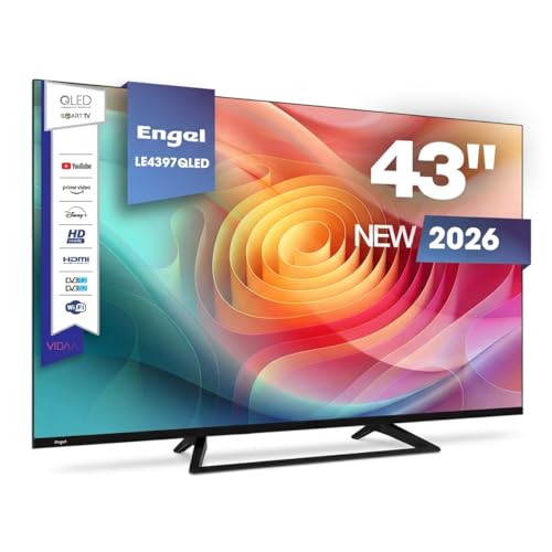 Engel Televisor Smart TV 43 Pulgadas QLED Full HD LE4397QLED, VIDAA, Dolby Audio, 3 HDMI, 2 USB, WiFi, DVB-T2/S2/C, 250 CD/m², 1920x1080, VESA 200x100