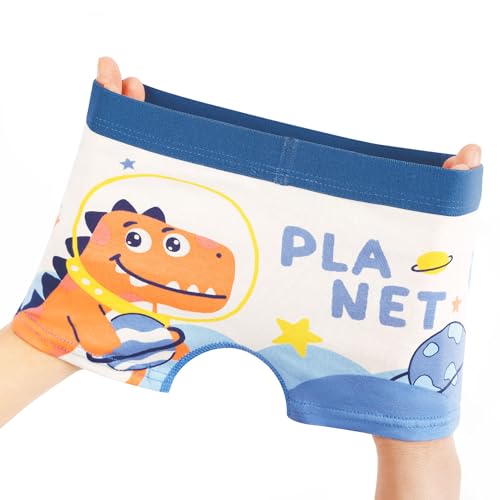 GRPSKCOS Boys Underwear, Toddler Kids Boxer Briefs 4 Pack Soft Cotton Dinosaur Boys Underwear 2-8 Years3