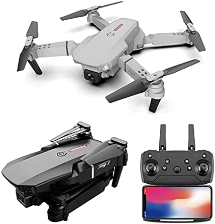 Droni con fotocamera, Drone 4K Camera Posizionamento visivo WiFi FPV Conservazione dell'altezza del drone, Modalità senza testa, Ritorno automatico, Doppia fotocamera grigia 4K + 1 batteria
