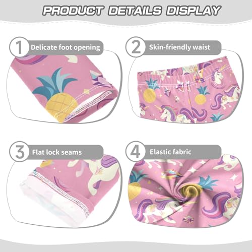 Cute Unicorns Girls' Leggings Toddler Doodles Diamonds Pineapples Kids Yoga Pants Dance Active Tights 4T3