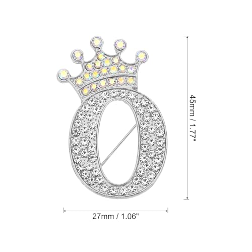 Image of PATIKIL Letter Brooch Pins, Crown Initial Rhinestone Alphabet Letter Lapel Badges Pin for Women Suits