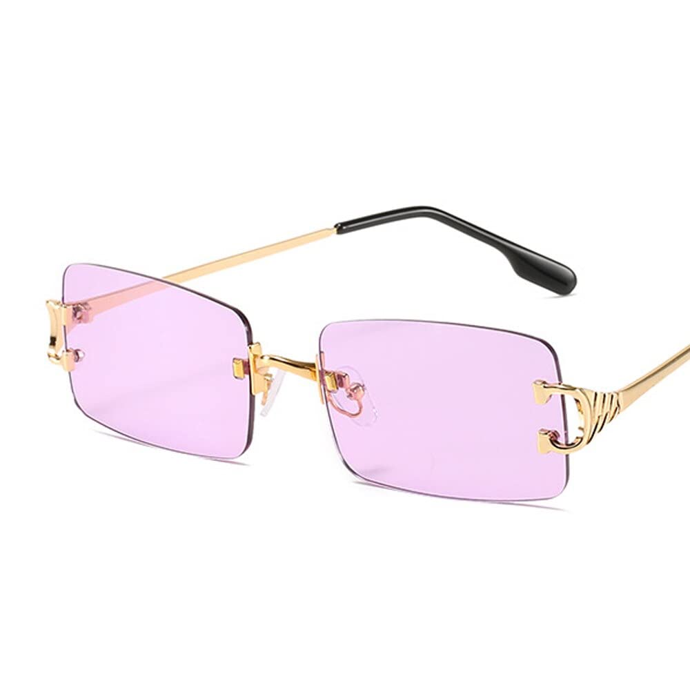 Schmale Sonnenbrille Männer Randlos Sommer Rot Blau Schwarz Rechteckige Sonnenbrille für Frauen Klein