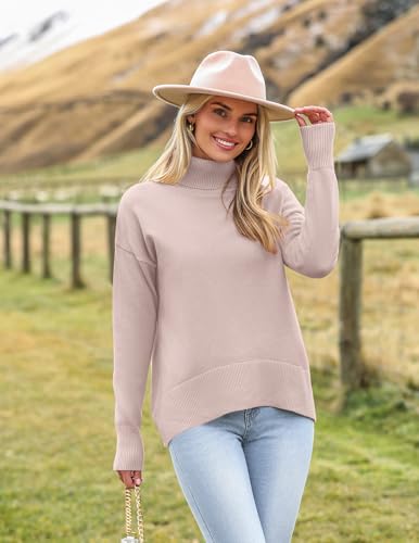 Image of Zeagoo Women's Turtleneck Sweater 2026 Fall Winter Chunky Knitted Pullover | High Low Hem Trendy Basic Jumper Top, Long Sleeve Casual Knit Pullover 2026, Fall Fashion Outfits, Winter Clothing for Women