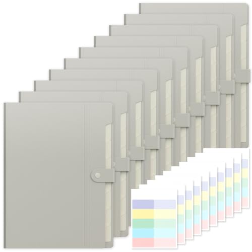 ThinkTex 10 Pack Expanding File Organizer with 8 Pockets, Gray