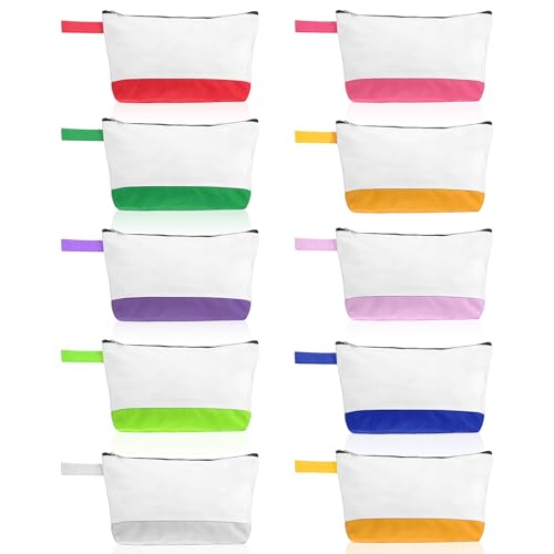 Pafeooui 10-Pack Canvas Makeup Bag