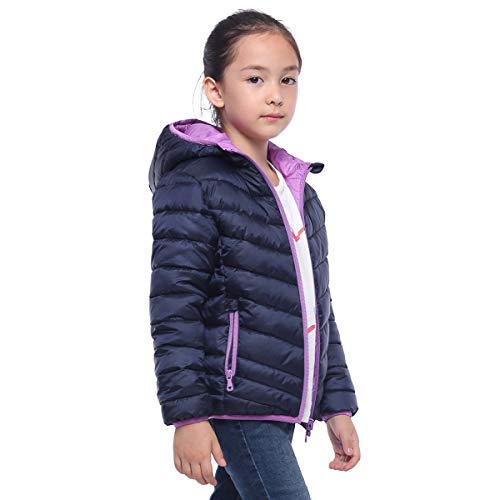Rokka&Rolla Girls' Reversible Lightweight Puffer Jacket Hooded Water-Resistant Winter Coat3