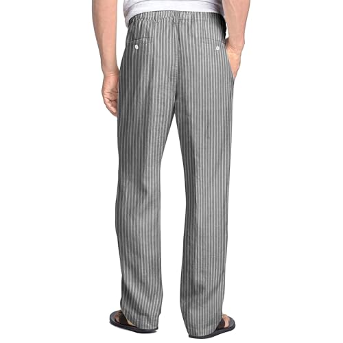 Mens Cotton Striped Broadcloth Pajama Pant Stripe Bottoms with Pockets Sleep Pant Pajama Lounge Sleep Trousers2