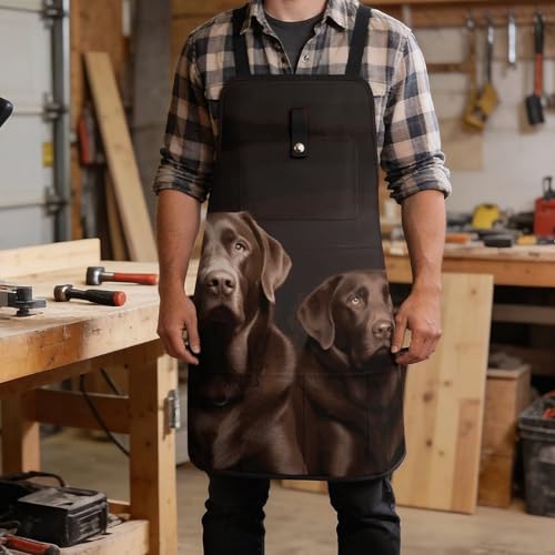 Delantal de trabajo con diseño Labrador Retriever marrón miniatura 5