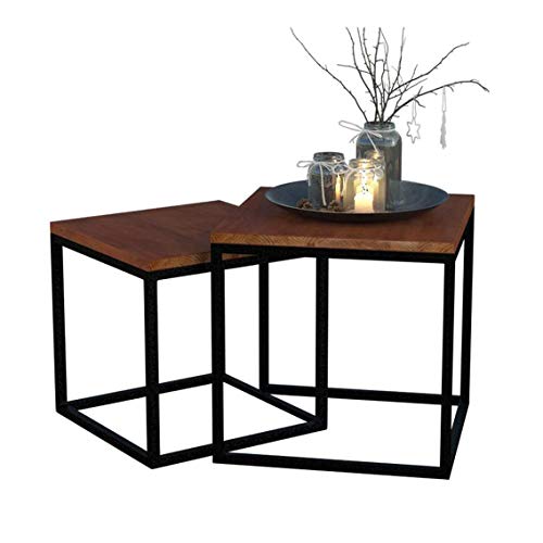 JQMJCZZ Log Metal Small Square Table, Square American Solid Wood Mini JQMJCZZ Log Metal Small Square Table, Square American Solid Wood Mini