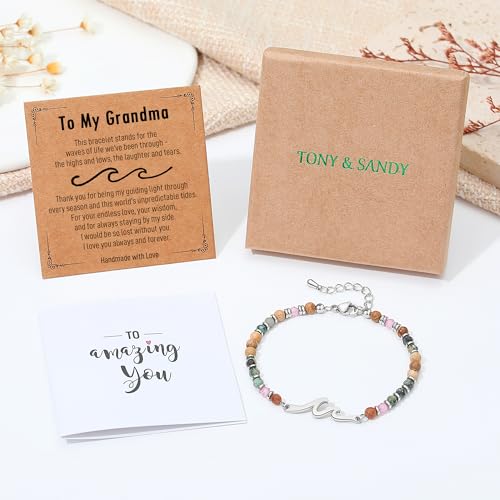 Image of TONY & SANDY Friend Gifts for Women, Unique Birthday Gifts for Women, Sister Gift from Sister, Wave Bracelet, Christmas Stocking Stuffers for Woman Female, Bestie Friendship Bracelets