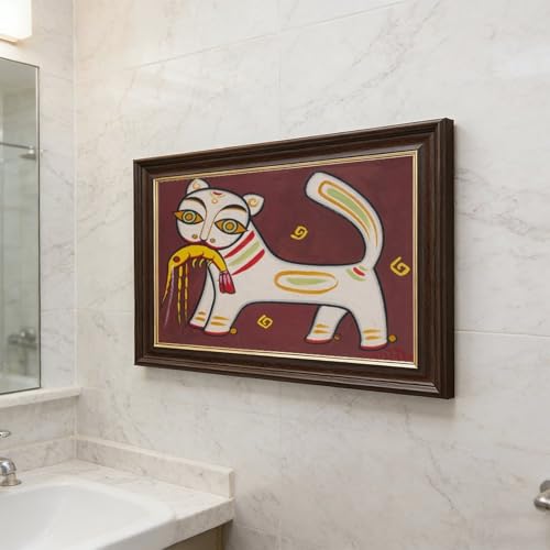Impression sur toile Jamini Roy chat de qualité premium - 5