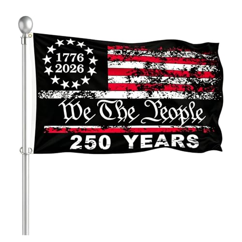 250 Anniversary USA Flag, 3x5 Ft 250 Years American Flag, 3 Layers Double Sided 250th anniversary flag, We The People Patriotic Decor for Outdoor, Front Door, Porch, Wall, 4th of July Decoration